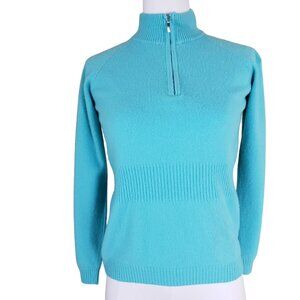 Enzo Montovani Italy 100% Soft Cashmere Sweater M Turquoise, Has Stain